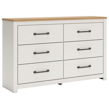 Ashley Linnocreek 6-Drawer Dresser in White and Warm Brown, , large