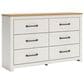 Ashley Linnocreek 6-Drawer Dresser in White and Warm Brown, , large