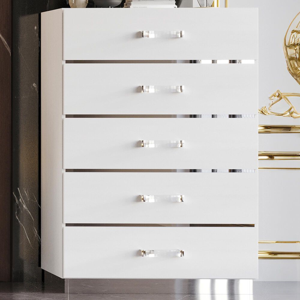 New Heritage Europa 5-Drawer Chest in White, , large