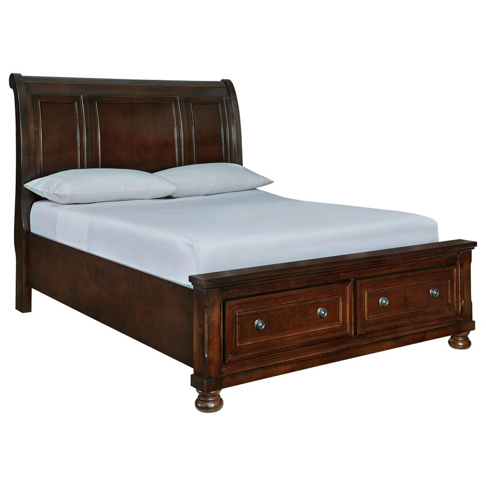 Ashley Porter Queen Sleigh Storage Bed in Rustic Brown, , large