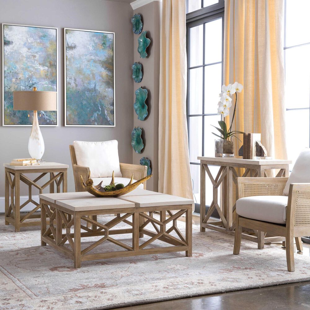 Uttermost Catali 40" Square Coffee Table in Light Wood and Grey | Shop NFM