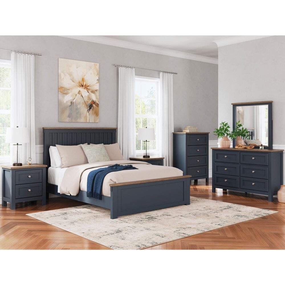 Ashley Landocken 5-Piece Queen Bedroom Set in Brown and Blue, , large