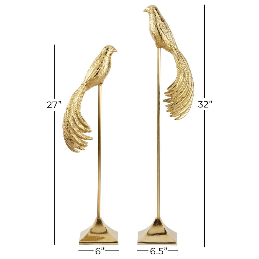 Maple and Jade 2-Piece Bird Decorative Sculpture Set in Gold, , large