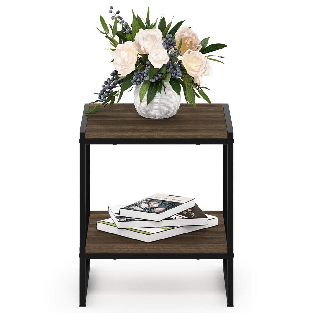HOMLUX 2-Tier End Table in Columbia Walnut and Black, , large