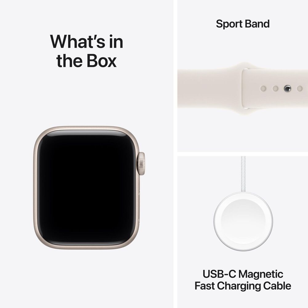 Apple Watch SE 3 (GPS+Cellular) 40mm Aluminum Case with Sport Band - S/M in Starlight and 2-Year AppleCare+, , large