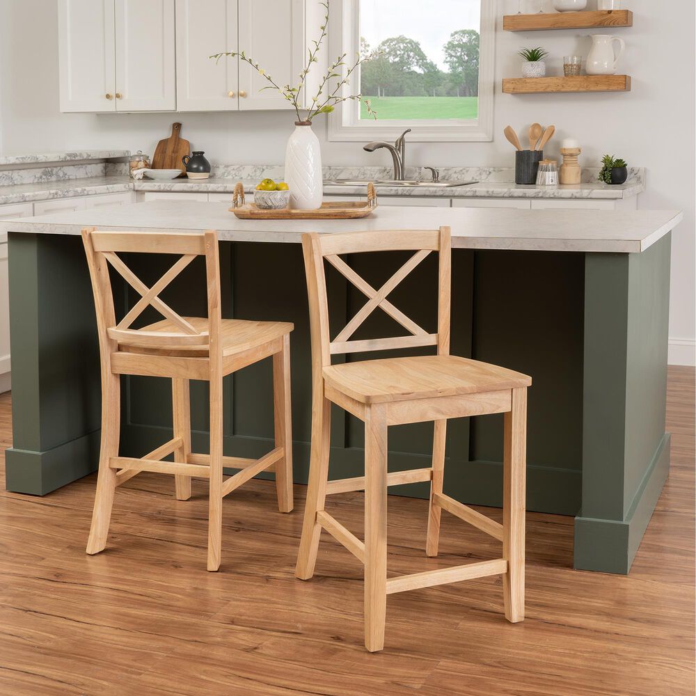 Linon Home Decor Torino X-Back Counter Stool in Natural Unfinished, , large