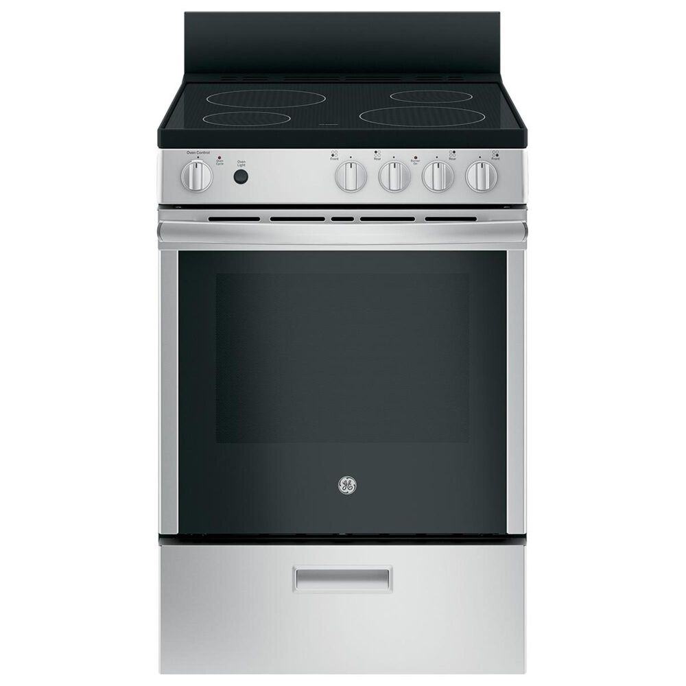 GE Appliances 24" Smooth Top Electric Range with Steam Clean in Stainless Steel, , large