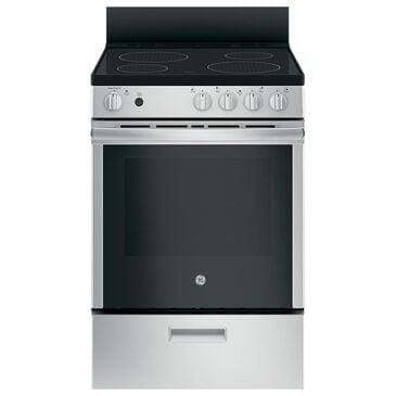 GE Appliances 24" Smooth Top Electric Range with Steam Clean in Stainless Steel, , large