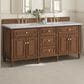 James Martin Vanities Lorelai 72" Double Bathroom Vanity in Mid-Century Walnut with 3 cm Eternal Jasmine Pearl Silestone Top, Rectangular Sinks and FreePower Wireless Charger, , large