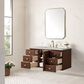 James Martin Vanities Amberly 48" Single Bathroom Vanity in Mid-Century Walnut with 3 cm Eternal Jasmine Pearl Silestone Top, Rectangular Sink and FreePower Wireless Charger, , large
