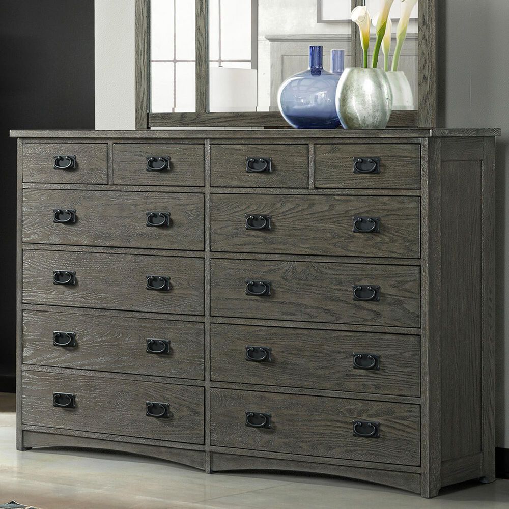 Hawthorne Furniture Oak Park 12 Drawer Dresser in Pewter, , large