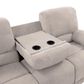 CorLiving Lea Reclining Console Sofa with Cupholders in Beige Fabric, , large
