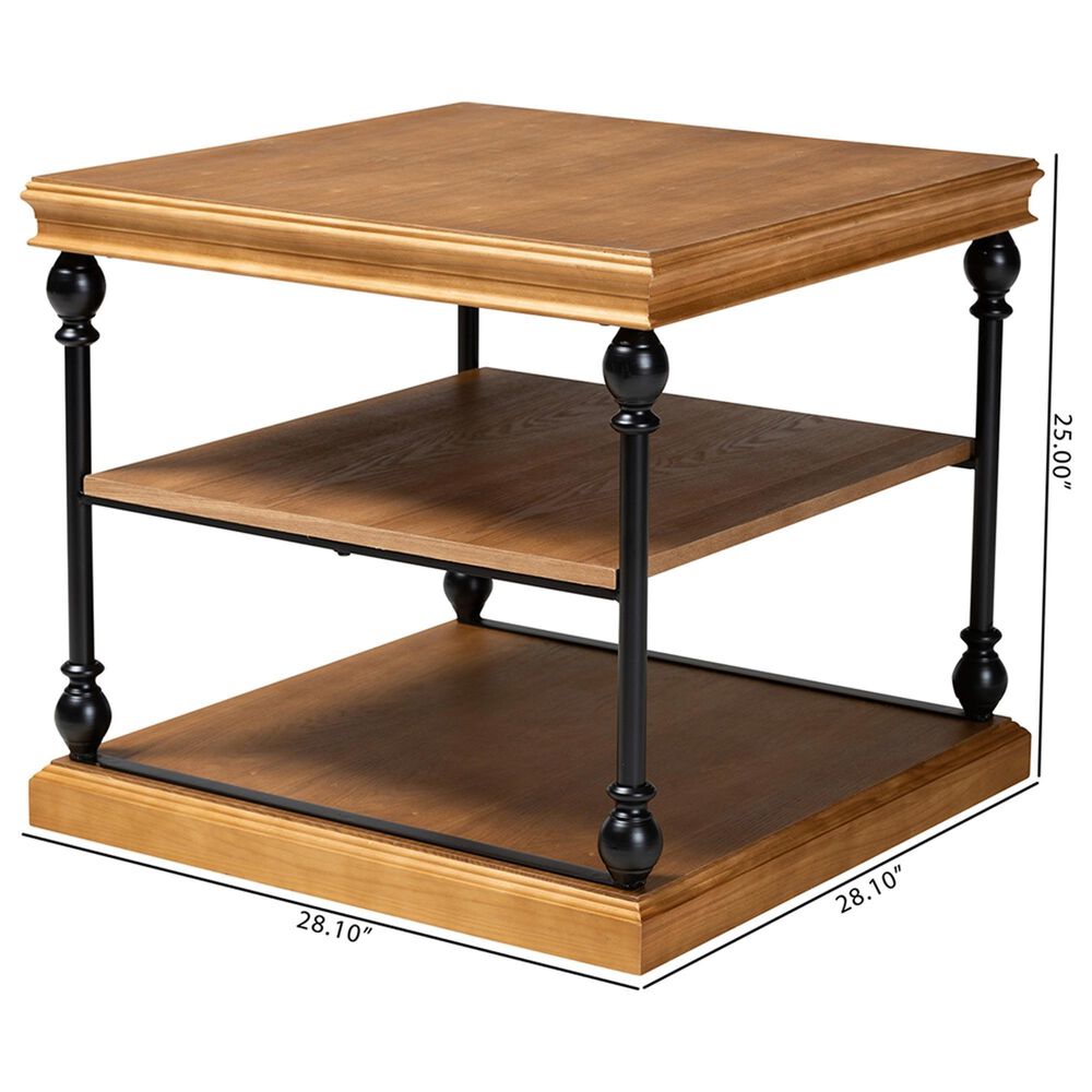 Baxton Studio Sebastian End Table in Oak Brown and Black, , large