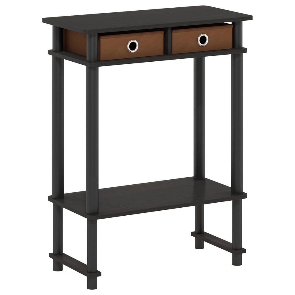 HOMLUX 2-Tier Tall-Wide Console Table in Espresso and Brown, , large