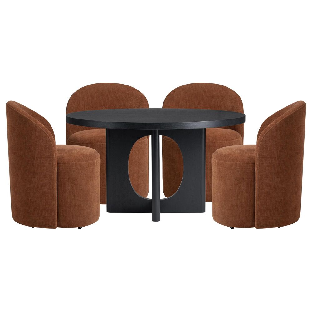 Slatehouse Archer 5-Piece Round Dining Set in Matte Black, , large