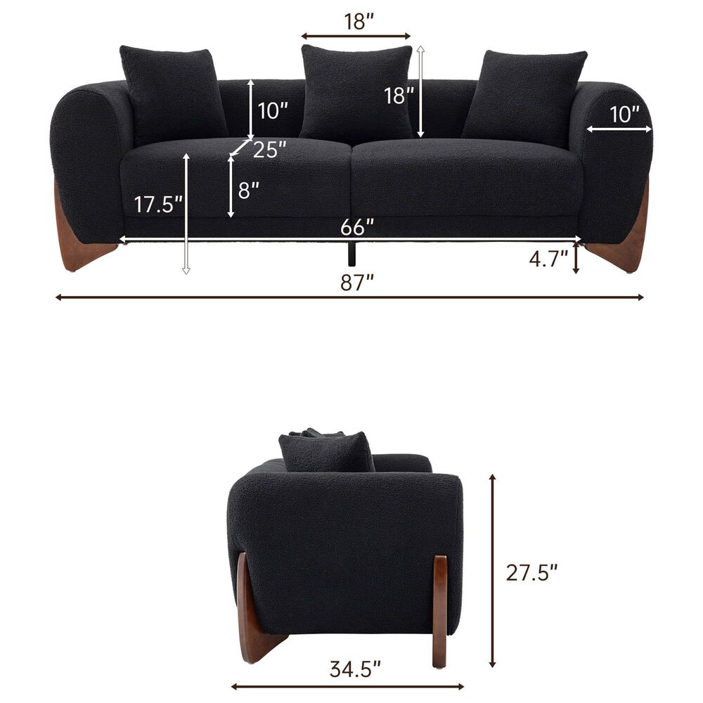 Morden Fort Cloud Boucle Stationary Sofa in Black, , large
