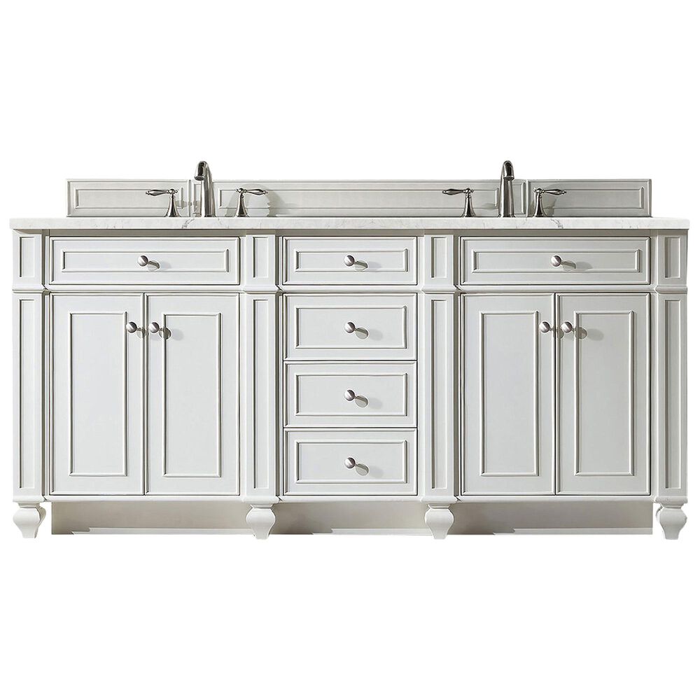 James Martin Vanities Bristol 72" Double Bathroom Vanity in Bright White with 3 cm Eternal Jasmine Pearl Quartz Top and Rectangular Sinks, , large