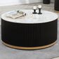 Crown Mark Kara Coffee Table with Casters in White Marble, Black and Gold, , large