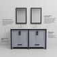 Lexora Home Ziva 60" Double Bathroom Vanity in Dark Grey with 2 cm White Cultured Marble Top and Rectangular Sinks, , large