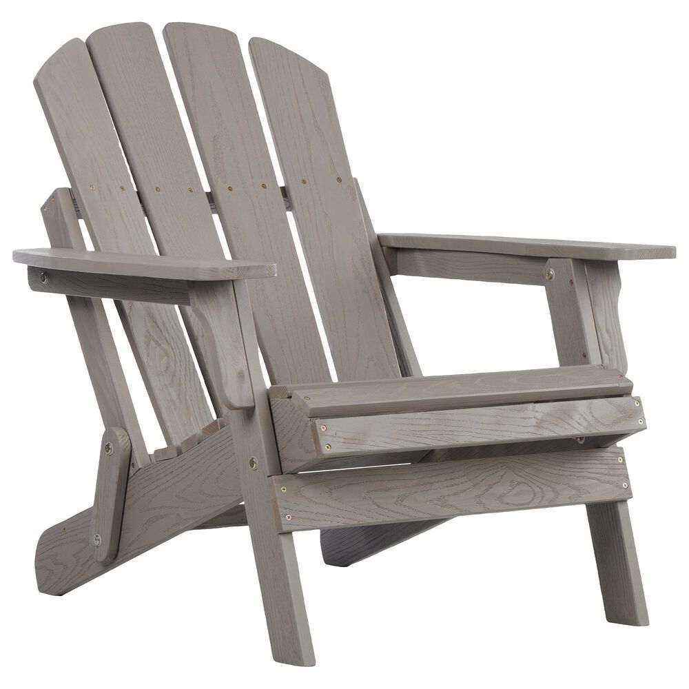 Hearth and Haven Outdoor Folding Adirondack Chair with Seat Board in Gray, , large