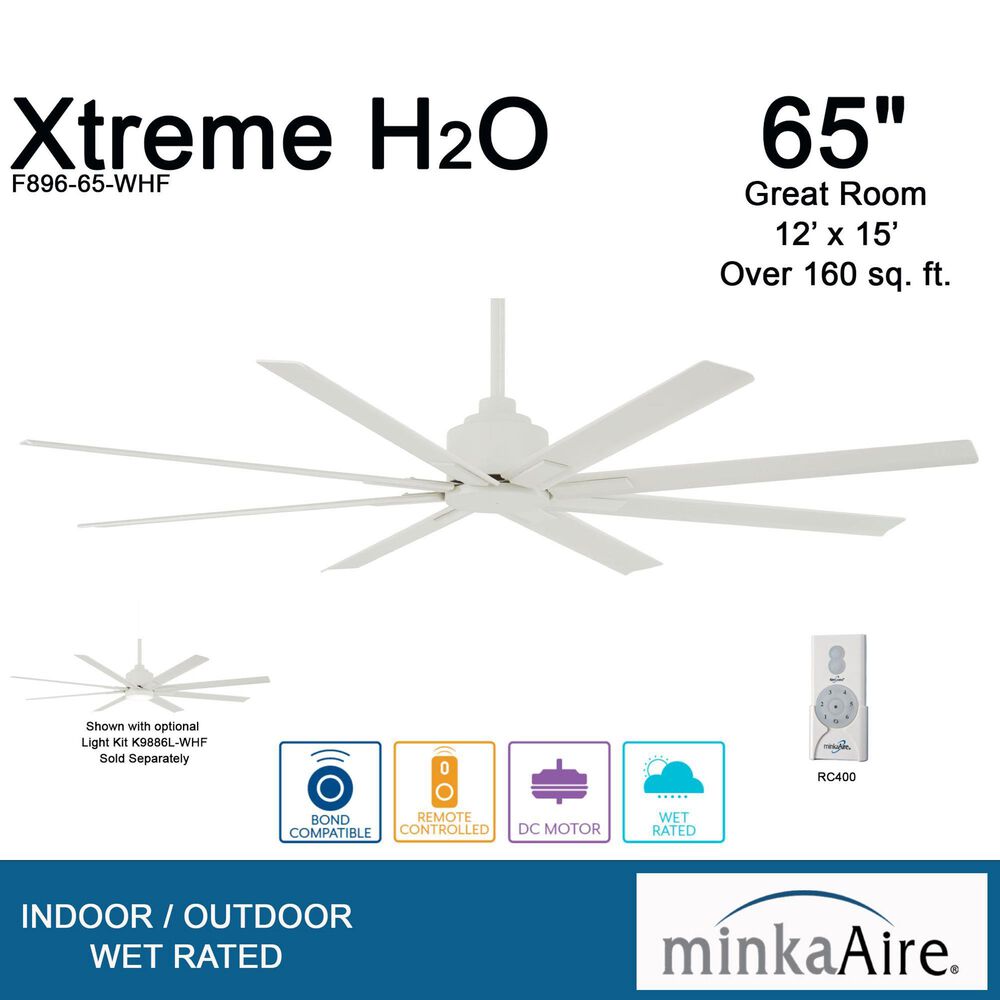 Minka-Aire Xtreme H2O 65" Indoor/Outdoor Ceiling Fan in Flat White, , large