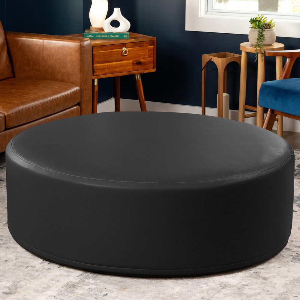 Jaxx Candler Round Ottoman in Black, , large