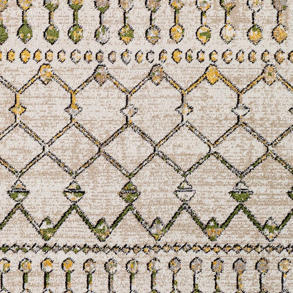 Surya Lavadora 6&#39;7&quot; Round Sage, Mustard, Black, Gray and Light Beige Area Rug, , large