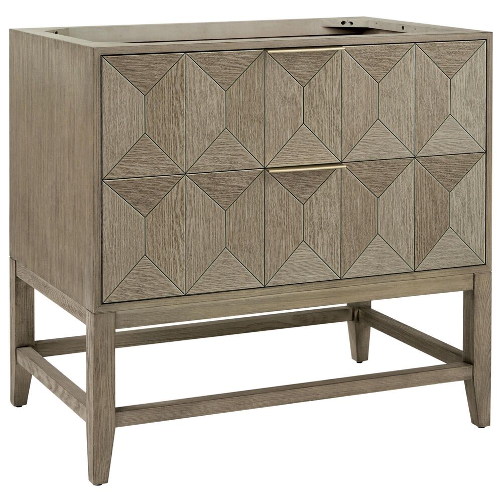 James Martin Vanities Emmeline 36" Single Bathroom Vanity in Pebble Oak with 3 cm Eternal Jasmine Pearl Quartz Top and Rectangular Sink, , large