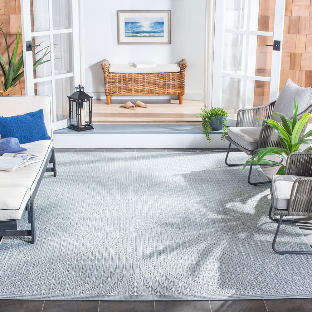 Safavieh Bermuda BMU811M 9&#39; x 12&#39; Light Blue and Ivory Indoor/Outdoor Area Performance Rug, , large