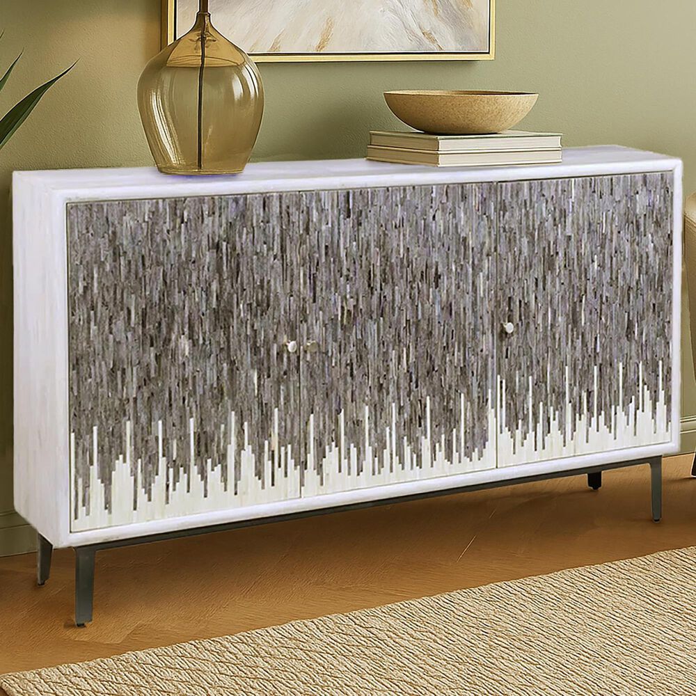 Richlands Furniture Alaric 3-Door Credenza in Whitewash, , large
