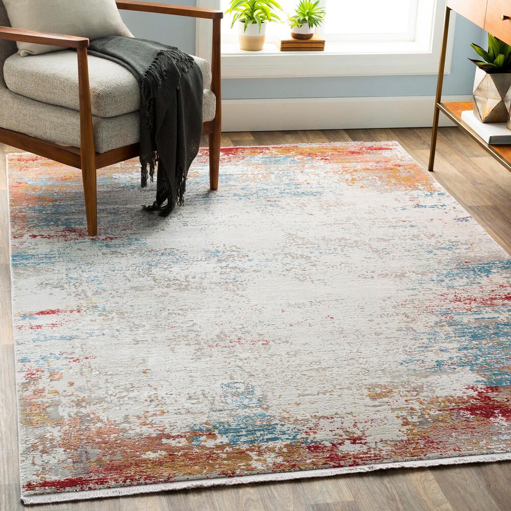 Surya Solar 12&#39; x 15&#39; Orange, Saffron, Red, Sky Blue, White, Gray and Charcoal Area Rug, , large