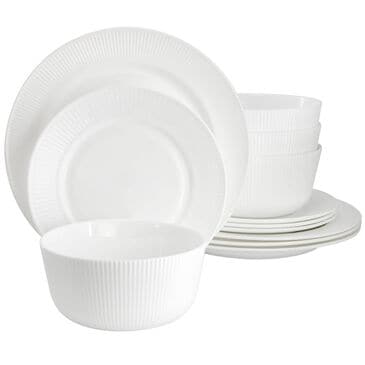 Gibson Home Swanton 12-Piece Dinnerware Set in White, , large