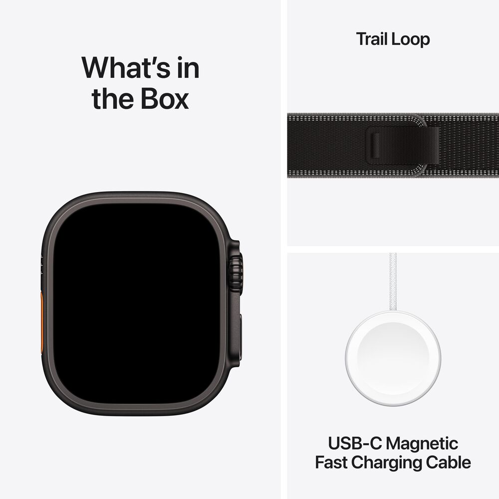 Apple Watch Ultra 3 &#40;GPS+Cellular&#41; 49mm Black Titanium Case with Black/Charcoal Trail Loop - M/L - Black - &#40;2025&#41;&#40;Pre-Order&#41;, , large