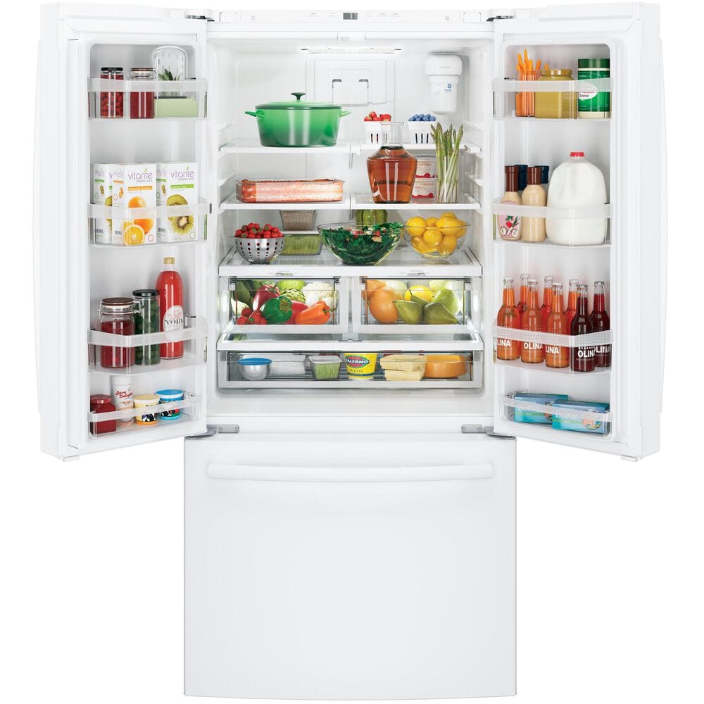 GE Appliances 18.6 Cu. Ft. Counter-Depth French-Door Refrigerator in White, , large