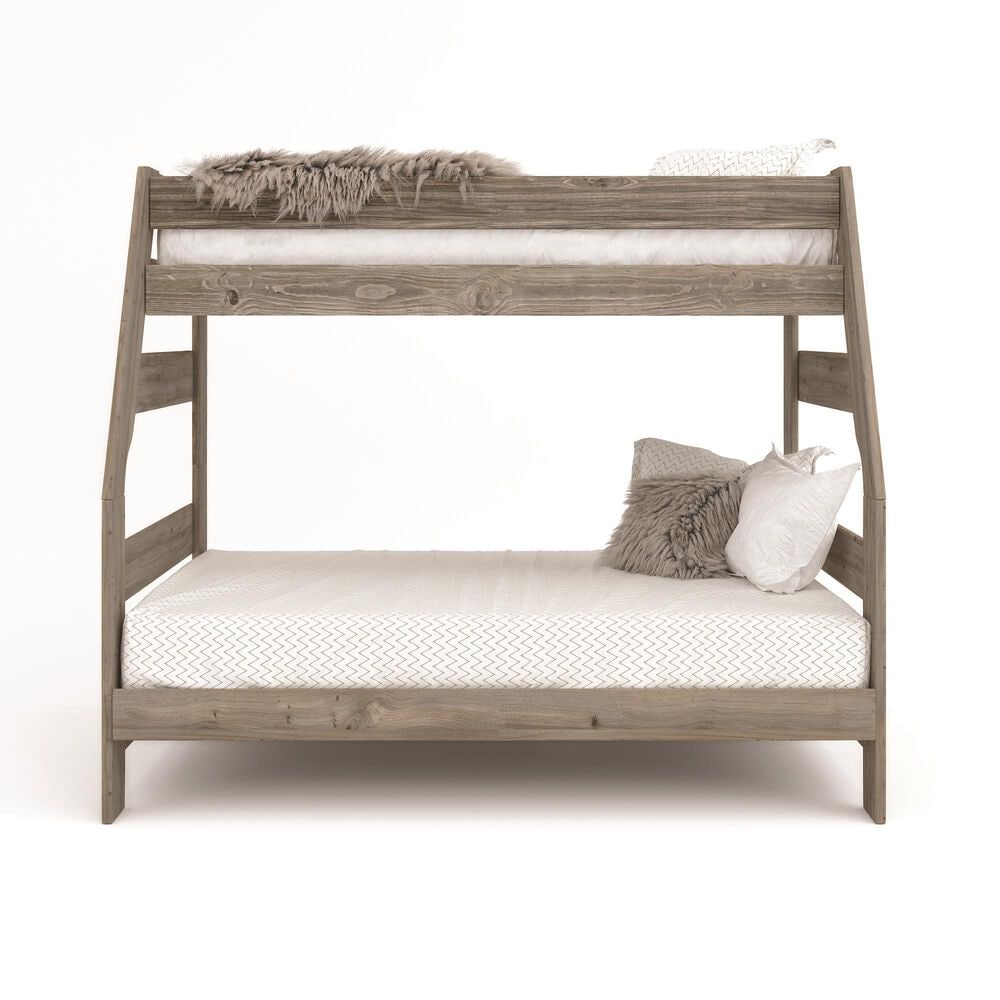 Timber Point Bunkhouse Twin over Full Bunk Bed in Driftwood Gray, , large