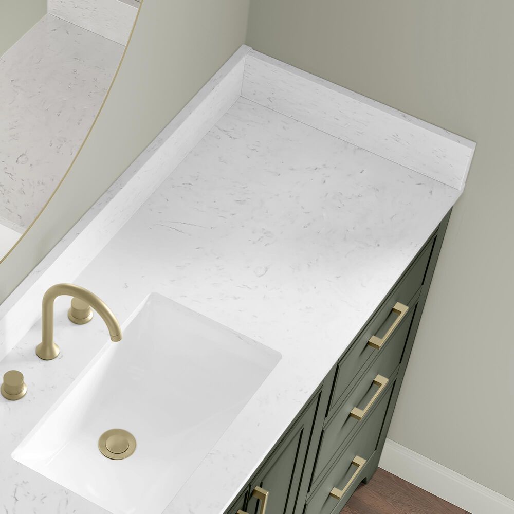 37B Lucerne 60" Single Bathroom Vanity in Deep Olive Green with Marble Top and Backsplash, , large