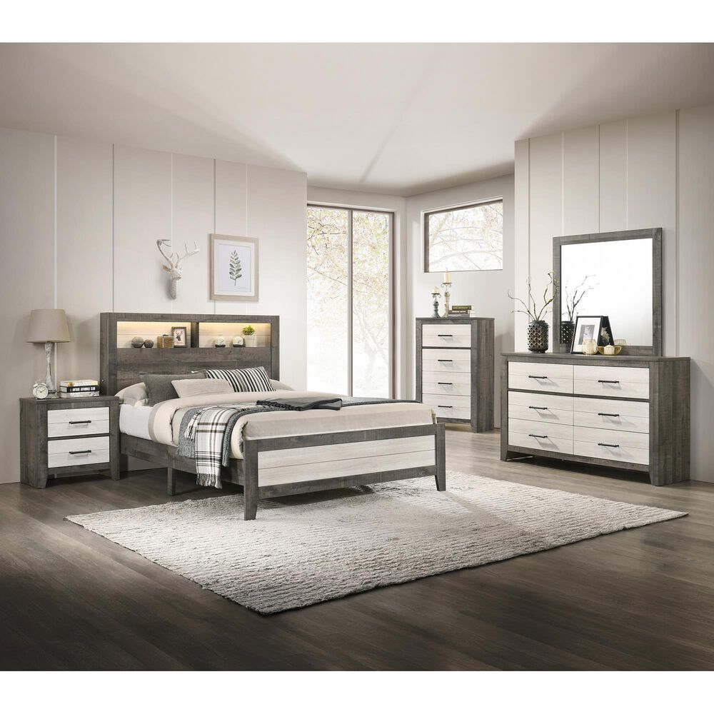 Crown Mark Rhett 2-Drawer Nightstand in Gray and White, , large