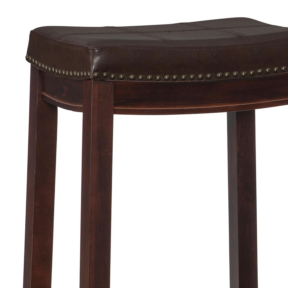 Linon Home Decor Claridge Bar Stool with Brown Cushion in Dark Brown (Set of 2), , large