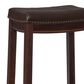 Linon Home Decor Claridge Bar Stool with Brown Cushion in Dark Brown (Set of 2), , large