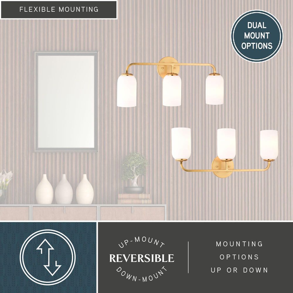 Vaxcel Shelby 3-Light Bathroom Vanity in Natural Brass, , large
