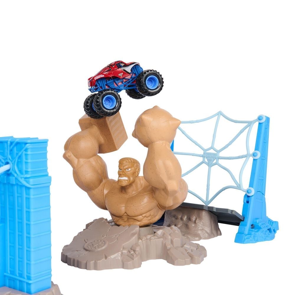 Monster Jam 1:64 Spider-Man Sandman City Battle Playset, , large