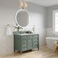 James Martin Vanities Brittany 48" Single Bathroom Vanity in Smokey Celadon with 3 cm Carrara White Marble Top and Rectangular Sink, , large