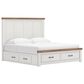 Ashley Savonport King Storage Bed with Dresser and Nightstand in White and Brown, , large