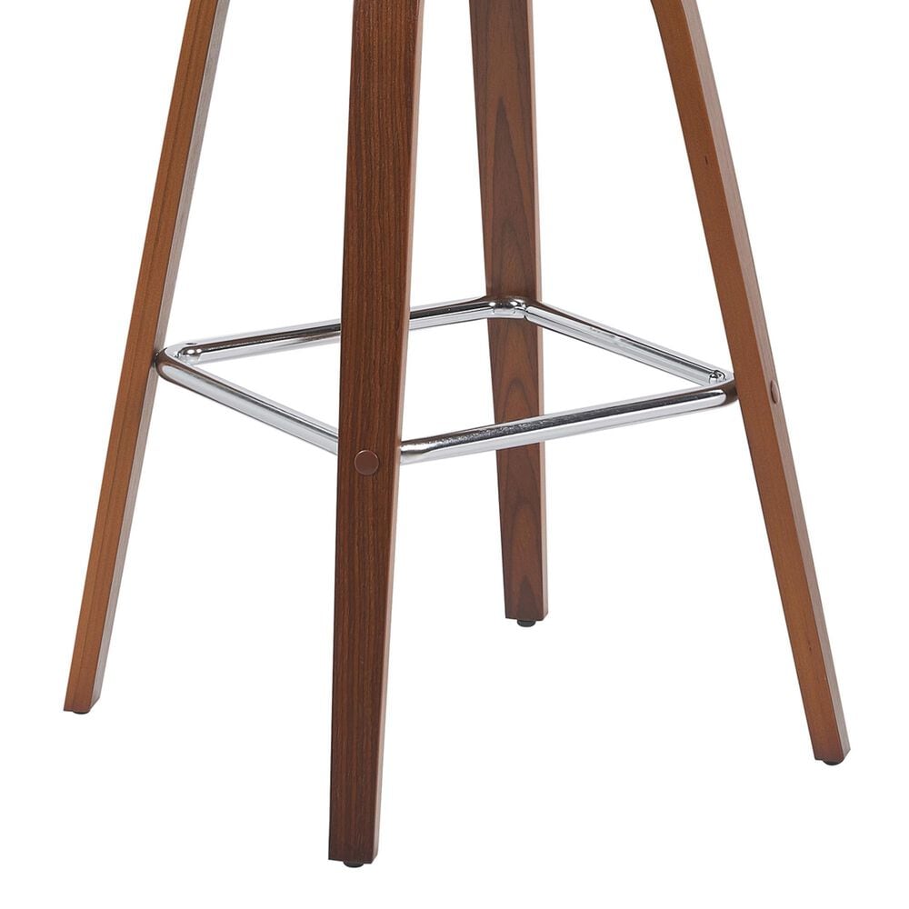 Armen Living Vienna Swivel Bar Height Stool with Snow White Upholstery in Walnut, , large