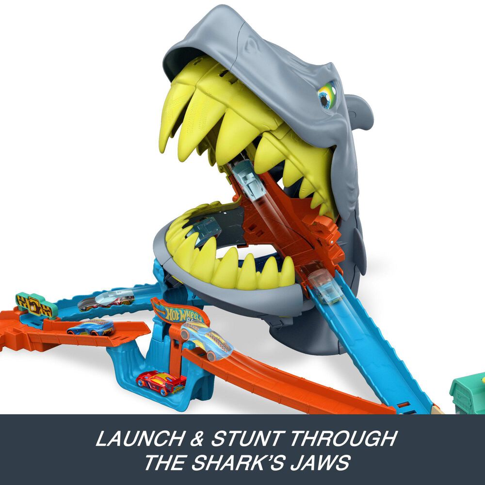 Hot Wheels City Shark Chomp Beach Playset with 1:64 Scale Die-Cast Toy Car, , large