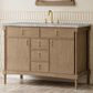 James Martin Kinnsden 48" Single Bathroom Vanity in Weathered Oak with 3 cm Victorian Silver Silestone Top, Rectangular Sink and FreePower Wireless Charger, , large