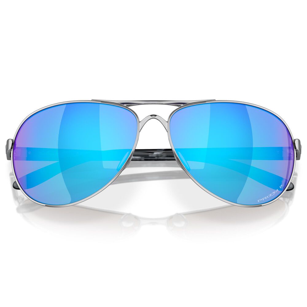 Oakley Feedback Sunglasses with Prizm Sapphire Polarized Lenses in Polished Chrome, , large