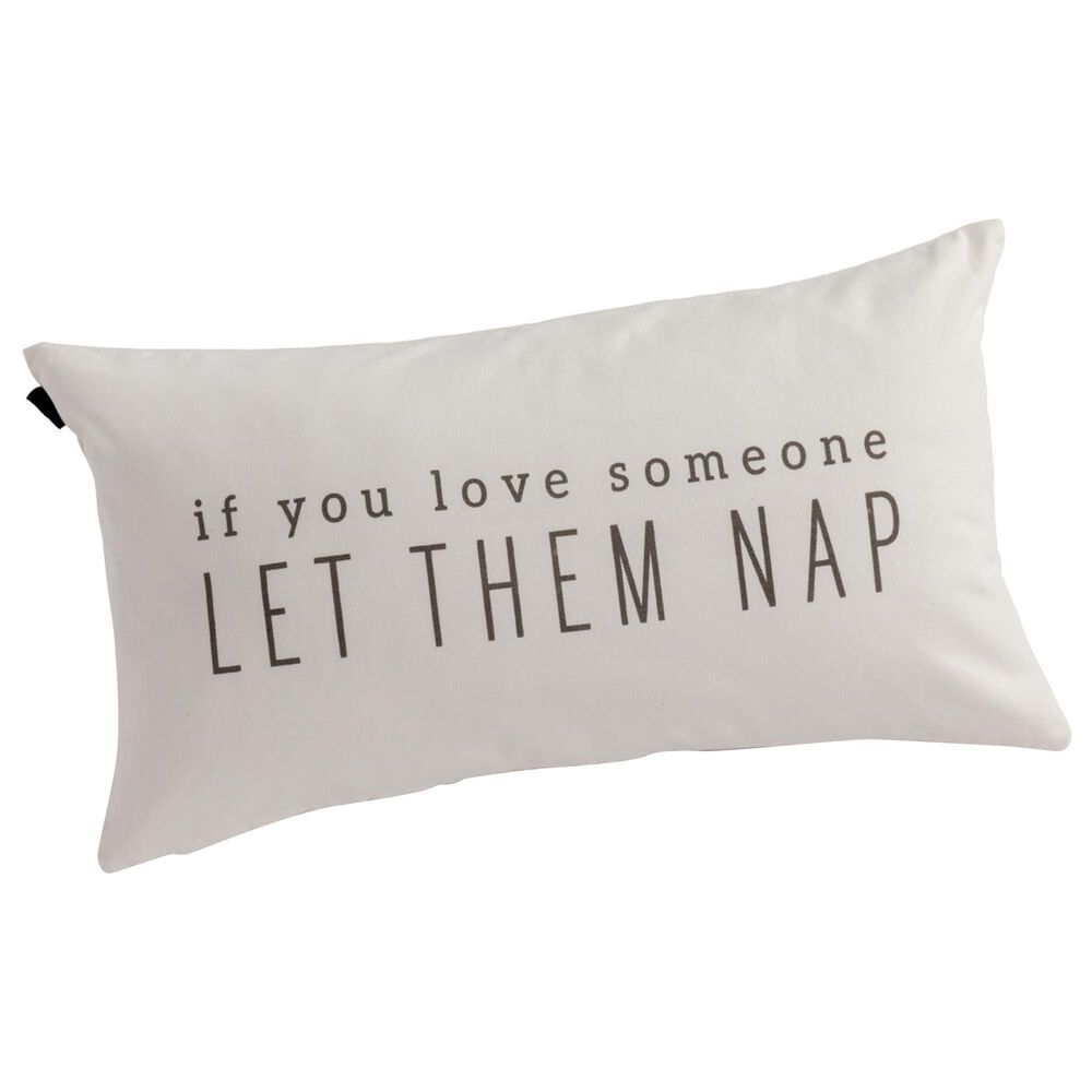 Demdaco Men&#39;s Gifts Let Them Nap 12&quot; x 21&quot; Lumbar Throw Pillow in Off White, , large