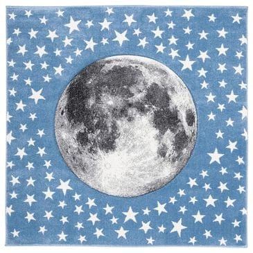 Safavieh Carousel 4" Square Light Blue and Grey Kids  Area Rug, , large