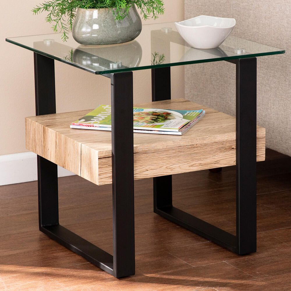 Southern Enterprises Granstead End Table in Natural and Black, , large